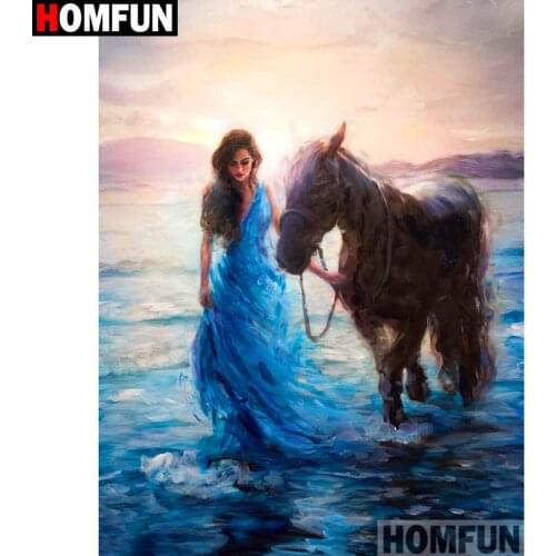 HOMFUN Full Square/Round Drill 5D DIY Diamond Painting "Beauty horse " Embroidery Cross Stitch 3D Home Decor A12731
