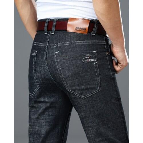 Classic Advanced Stretch Black Jeans 2021 New Style Business Fashion Denim Slim Fit Jean Trousers Male Brand Pants Plus Size 46