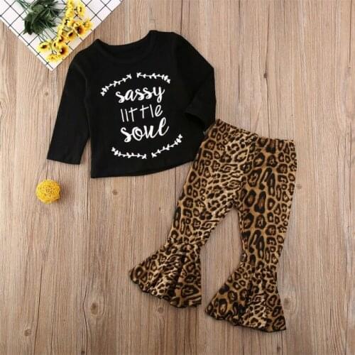 2PCS Toddler Kids Baby Girl Clothes Set T-shirt Top Leopard Pants Outfits Tracksuit Autumn Children Girl Clothing Set