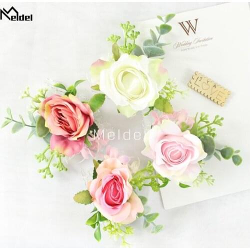 Bride Corsage Artificial Flowers Wedding Party Flower Men Boutonniere Decor Bridesmaids Wristband Flower For Wedding Accessories