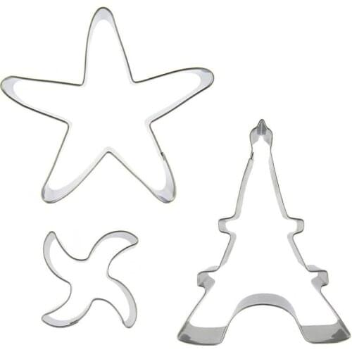 Starfish, Windmill, Iron tower shaped 3 piece biscuit cutting molds, baking tools, cake decorating soft candy tools