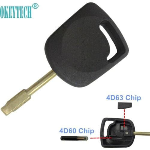 OkeyTech Transponder Key Shell For Ford Focus Mondeo Ka Escort Fiesta Fusion Remote Car Key FO21 Blade 4D60/63 Transponder Chip