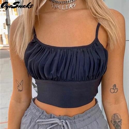 Oyasnake 2021 Summer Strap Camis Solid Fashion Casual Chest Wrapping Folds Backless Tops Womens New Hot Sexy Tanks For Females