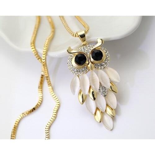 Hot Fashion long section of Retro owl chain necklace Fine jewelry Crystals From Swarovskis Woman clothes hanging jewelry