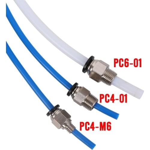 2pcs Pneumatic Connectors For 3D Printers Parts bowden Quick Jointer coupler 1.75/3mm Pipe pc4 m6 m10 fittings PTFE Tube 2/4mm
