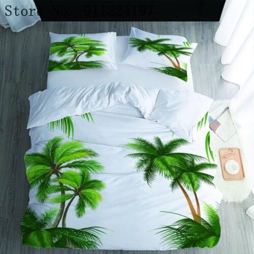 Coconut Tree Quilt Cover Microfiber Duvet Cover 200*210 White Background Bed Sets Comforter Bedding Set For Adult Home Textile