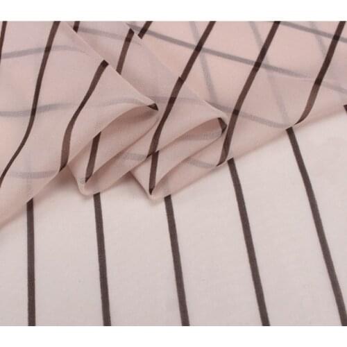 Striped design on pink pure silk georgette gauze silk fabric 10momme 140cm width,SCG598