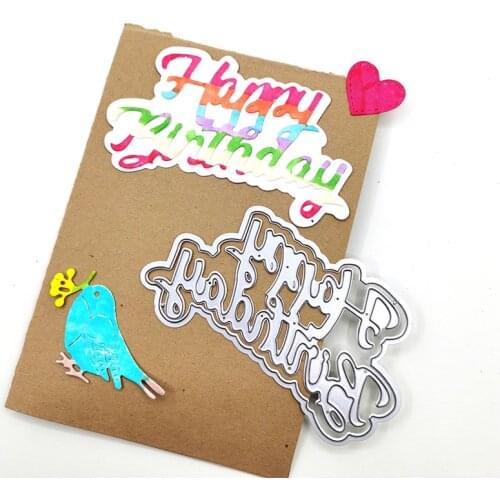 Julyarts Happy Birthday Die Cut Scrapbooking Cutting Dies Word Dies for Card Making DIY Scrapbooking Cardstock Die Cut Stencils