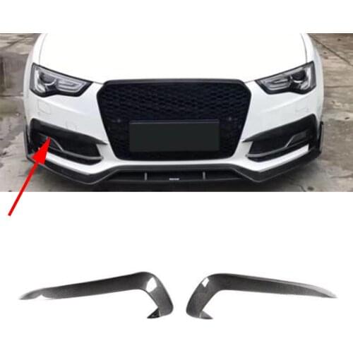 Carbon Fiber Front Bumper Fog Lamp Canards Fins Vent Trims Splitters For Audi A5 Sline S5 2012 - 2016