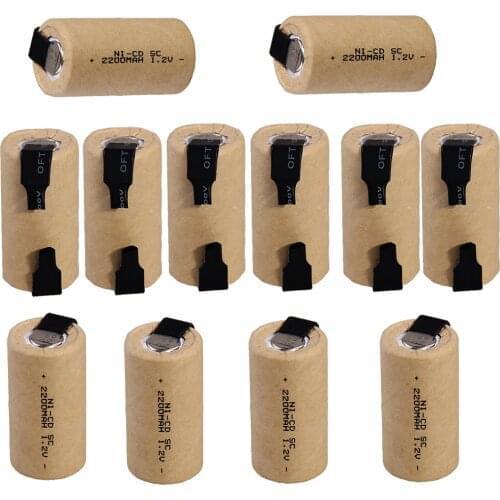 Real capacity ! 12 pieces SC battery 1.2V NICD 2200mah batteries for electric drills power tools COLOR RANDOM