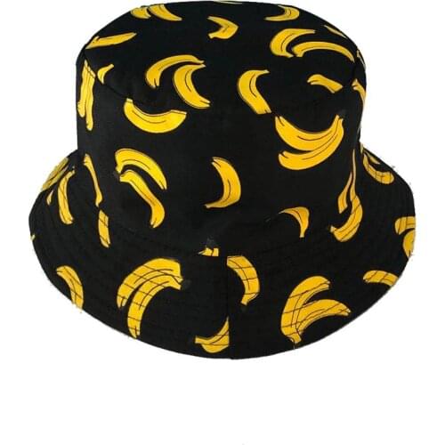 Fruit Pattern Bucket Hat Men Women Summer Cotton Sunscreen Cap Hip Hop Fishing Fisherman Hat Double-sided Wear
