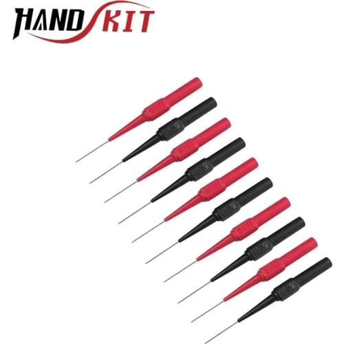 HANDSKIT 10PCS Multimeter Test TP161Insulation Piercing Needle Non-Destructive 4mm Pin Test Probes For Car Tester Red Black