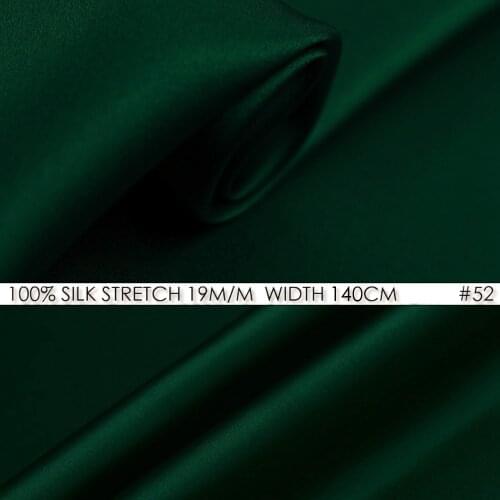 Silk stretch satin 140 cm, width 19momme Natural Silk Satin Dress Material Patchwork Sewing Cloth Dark Green NO 52