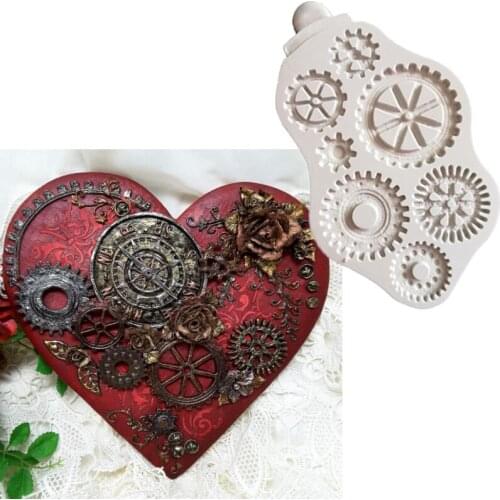 Distressed Cogs Silicone Mold Fondant Cake Decor Tools Silicone Molds Sugarcrafts Chocolate Baking Tools For Cakes Gumpaste