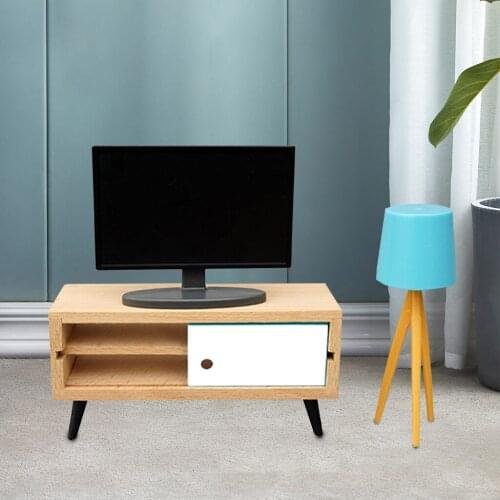 Modern Miniature Doll House Hi-Fi TV Cabinet Set 1/6 1/12 Living Room Kids Play Toy Pretend Play Creative Toy