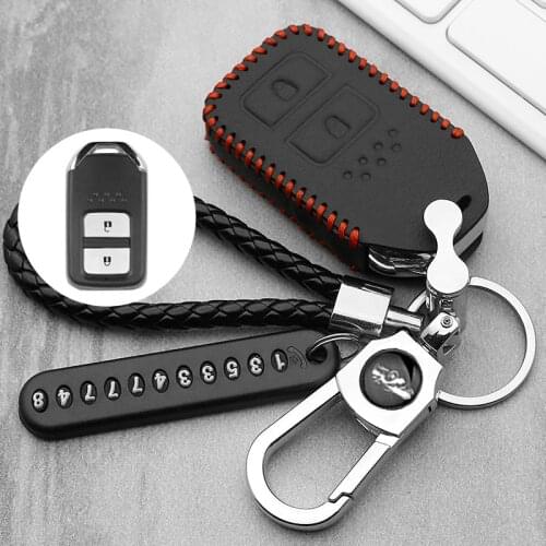 Smart Remote Car Key Case Cover leather For Honda Vezel city civic Jazz BRV BR-V HRV Key Case Fob 2 button