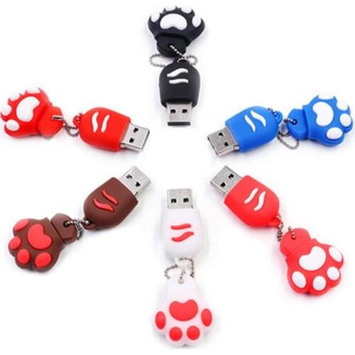 2021 Cartoon Cat paw USB flash Drive 8GB 16GB Pen drive 32GB USB Stick Flash Drive Flash USB pendrive with Key Chain USB