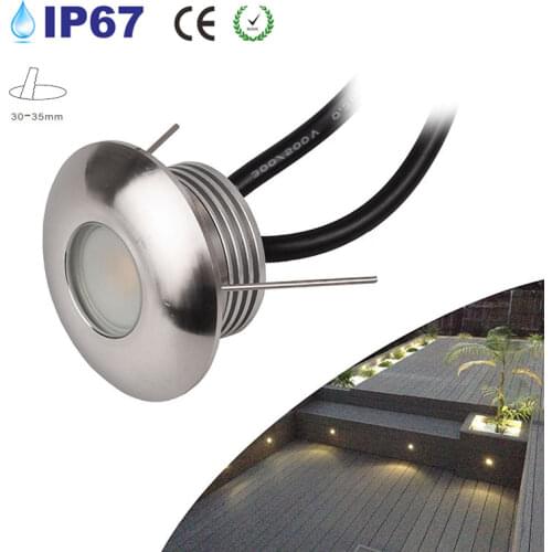 12V 1W Embedded Floor Lamp IP65 Waterproof Indoor Outdoor Stainless Steel Recessed Wall Spot Light Stair Step Flooring Footlight