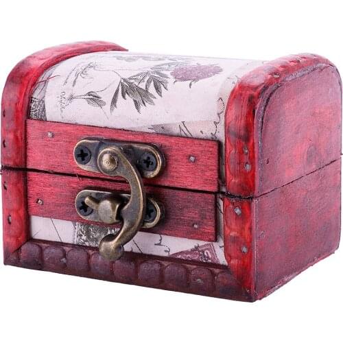 Vintage Photography Props Decoration Handmade Treasure Jewelry Lock Case Necklace Earrings Storage Wooden Metal Box Photo Props