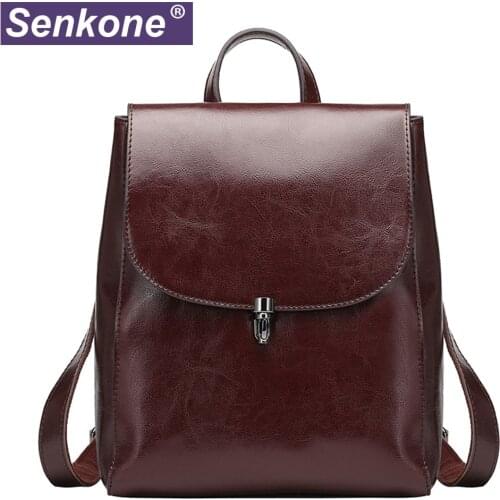 Vintage Backpack Women Genuine Leather Day Pack Girls Backpack For Women Travel Bagpack Leather School Bags for Teenage Girls