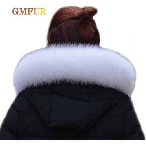 100% Real Fox Fur Collar White Black Fur Hat Strip Winter Luxury Women Scarf Neckline Warm Shawl 70*10CM Can Be Customized