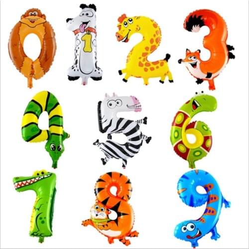 1/5 Animal Number Balloons Birthday Party Anniversary Baby Bath Decoration