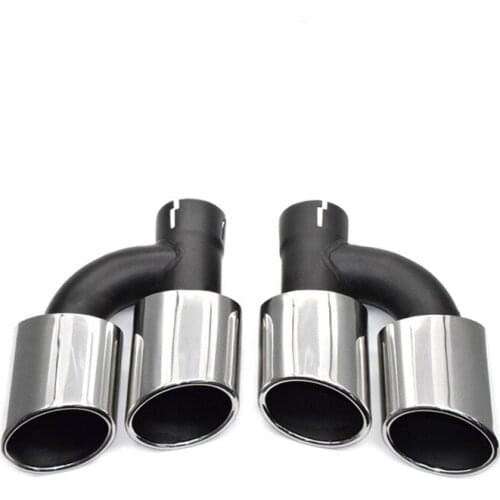 1 Pair Stainless Steel Muffler Tip For Aud-i A4L A5 A6L A7 Update S4 S5 S6 S7 Diffuser Silver+Black Car Accessories Exhaust Pipe