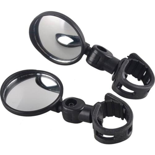 1pc Mountain bike bicycle rearview mirror Wide-angle convex mirror Reflector Silicone handle small round rear view mirror