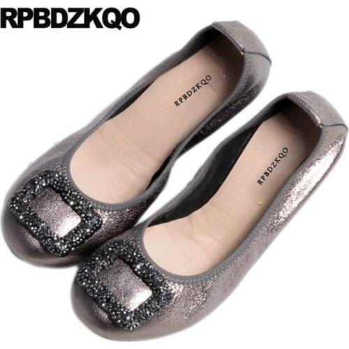 11 Soft 10 China Women Casual 2021 Diamond Rhinestone Ladies Crystal Foldable Ballet Flats Shoes Round Toe Ballerina Large Size
