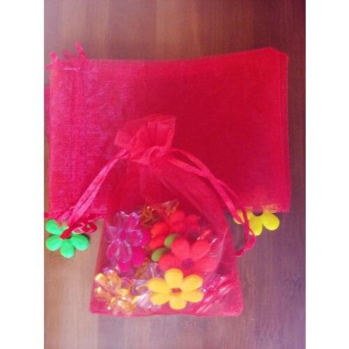 500pcs 15*20cm Pure Red Organza Gift Bag Jewelry Packaging Display Bags Drawstring Pouch For Bracelet/necklace Mini Yarn Bag