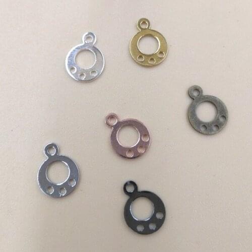 500 PCS Fashion Metal Copper Hollow Out 7mm Round Pendant Charm Connectors With 4 Holes 4 Colors Plated For Jewelry Making