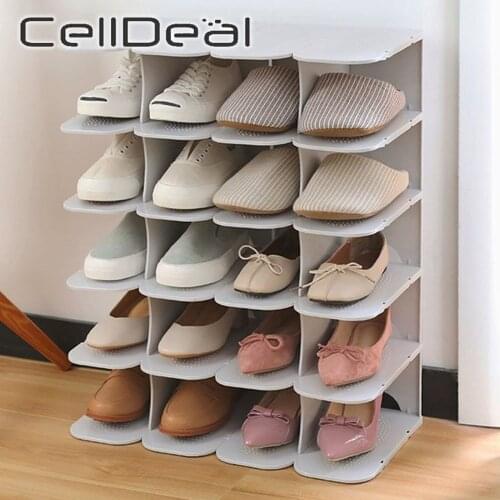 6 Layers Dustproof Shoe Rack Space Saving Shoe Hanger Shelf Stackable Shoes Storage Rack Assembly Shoes Stand Organizers Cabinet