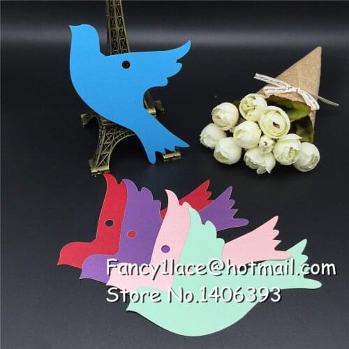 60PCS Laser Cut Paper Message Cards Hang Tags Gift Cards Birthday Wedding Party Decoration Peace pigeons diy Book Mark for kids