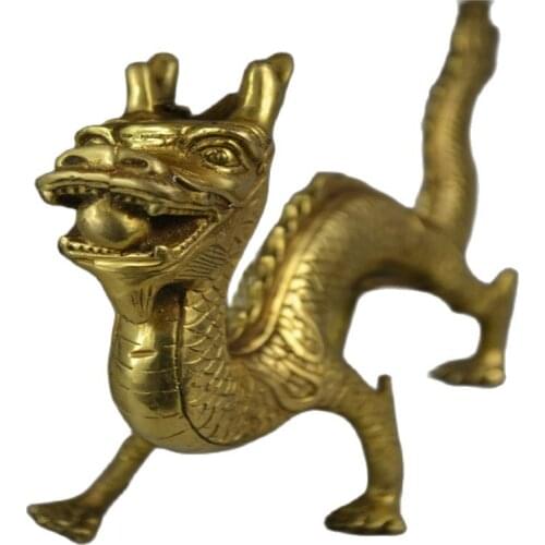 9.62 Inch Copper Carved Vivid & Lifelike Dragon Mouth With Ball Luxury Statue