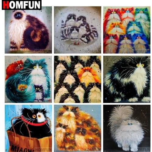 HOMFUN Diamond Painting Full Square/Round Diamond "Cartoon cat" Pattern Embroidery Cross Stitch 5D Rhinestone Painting