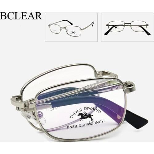 BCLEAR Classic Fashion Alloy Men Optical Frame With Spring Hinge Comfortable Male Spectacle Eyeglasses Frames Foldable Eyewear