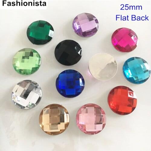 100 pcs/6pcs Big Round 25mm Flat Back Faceted Rhinestone Beads,Glue-on Round Acrylic Cabochon For Jewelry Making - Free Shipping
