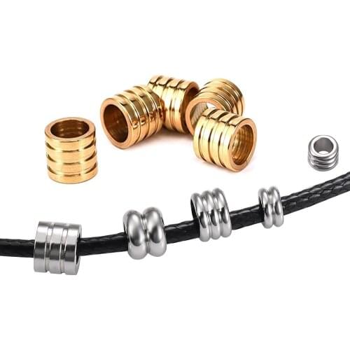 20 Pcs Large Hole Stainless Steel Stripe Loose Spacer Bead Metal Crafting Supplies for Bracelets Necklace Jewelry Making