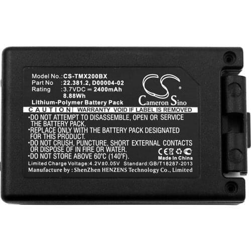 Cameron Sino 2400mAh Battery 22.381.2, D00004-02 for Teleradio TG-TXMNL, Transmitter Tele Radio TG-TXMN