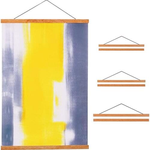 Wooden Photo Frame Magnetic Natural Teak Wood Poster Scroll Canvas Artwork Hanger for Picture Photo Canvas Frames Hanging Kit