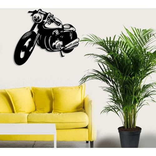 Old Style Motorcycle Wall Room Home Accessory Wooden Table 50x43cm