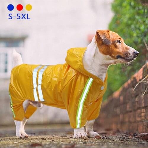 Pet Dog Raincoat Golden Retriever Water Resistant Jumpsuit Medium And Large Dog Reflective Raincoat Jacket Windproof Pet Clothes