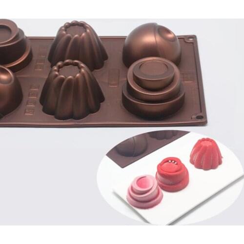 6 Holes Chocolate Cake Mold Chocolate Fondant Tools Cupcake Baking Molds Polymer Clay Molds Pudding Jelly Mould Baking Tool