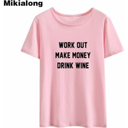 Mikialong Work Out Funny T Shirts Women 2018 Summer Black Cotton Printed Women Tshirt Tumblr Basic Camisetas Mujer Dropshipping