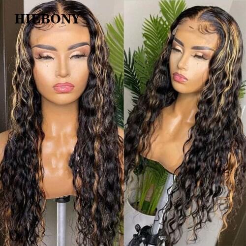 Deep Wave Highlight Lace Front Human Hair Wigs with Baby Hair Brazilian 13x6 Highlight Curl Lace Front Wigs Pre Plucked Hairline