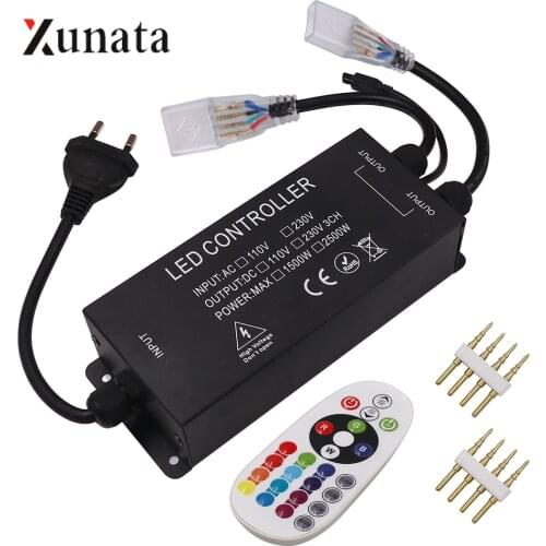 AC 110V 220V RGB LED Strip IR Controller with 24 Keys Remote Double Head Output 10MM PCB RGB Controller 2500W EU/US/AU/UK Plug