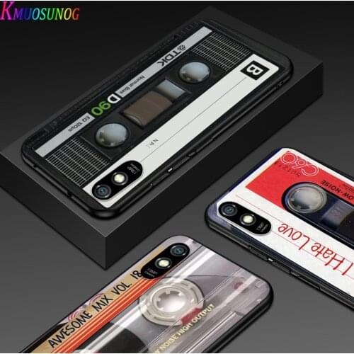 Classical Old Cassette For Xiaomi Redmi 10X Pro 5G 9C 9A 9 GO K20 8A 8 7A 7 S2 6A 6 5 5A 4X Pro Bright Black Phone Case