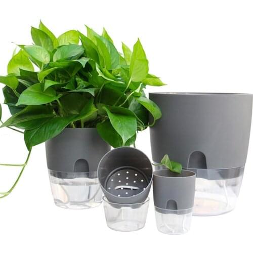 2 Tier Round Resin Hydroponic Flowerpot Home Office Desk Flower Pot Green plants Self-watering System Office Desk Decoration new
