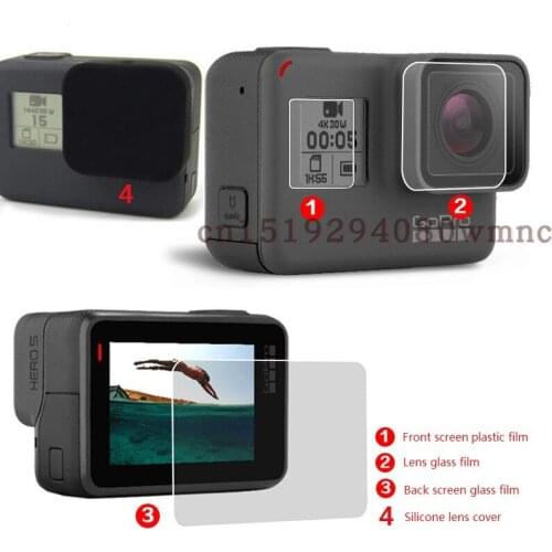 Lens Cap/Cover/lens film LCD Screen Protector Protection Film tempered glass For Gopro Hero 5/6/7 black sport Camera Accessories