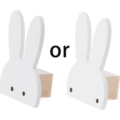 Hook Wooden Clothes Hanger Wall Decor Cute Bunny Children Bedroom Pendant with Wooden White